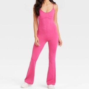Women's JoyLab Pink Bustier Flare Jumpsuit M